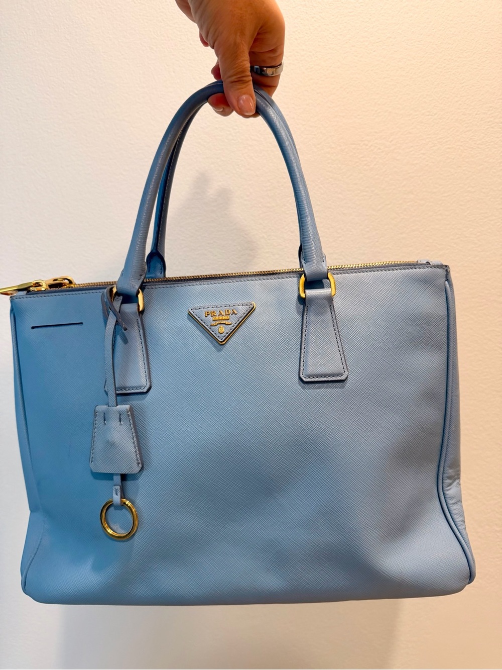 Prada Galeria Medium Saffiano Leather Tote Bag in Light Blue
